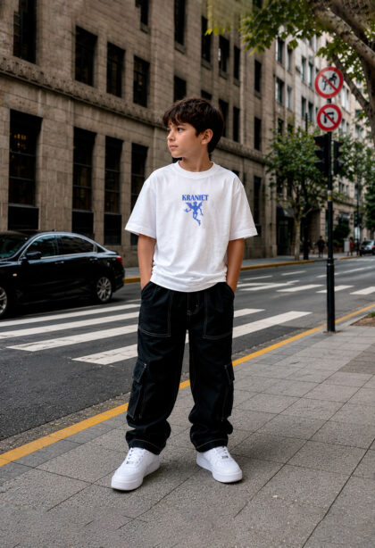 Pack Kids: 2 Polos boxy/over + Pantalón cargo NG + Regalo collar