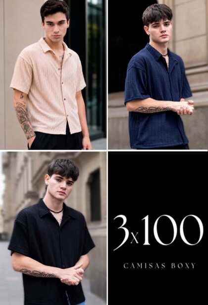 Pack: 3 camisas M Boxy x 100