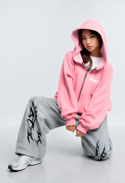 Pack: ZIP HOODIE PINK + BUZO OVERSIZE TRIBAL PLOMO
