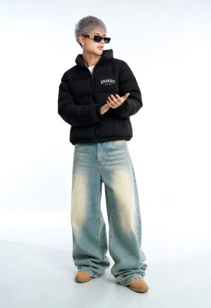 Pack Limitado: Jacket Puffer alcochado Negro + Pantalón Baggy Jean vintage  Unisex