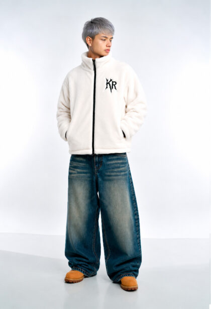 Pack Limitado: Jacket Carnero Blanco Unisex + Pantalón Baggy Jean oxido Unisex