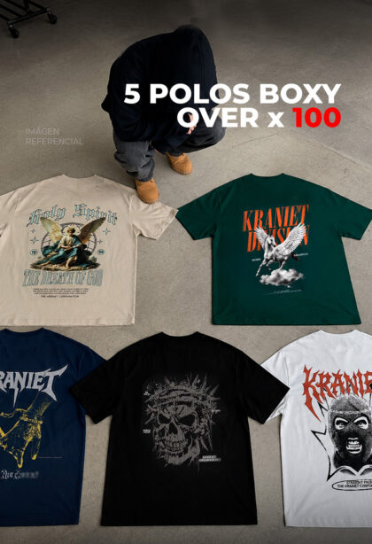 PACK: 5 POLOS BOXY/OVER X 100 SOLES