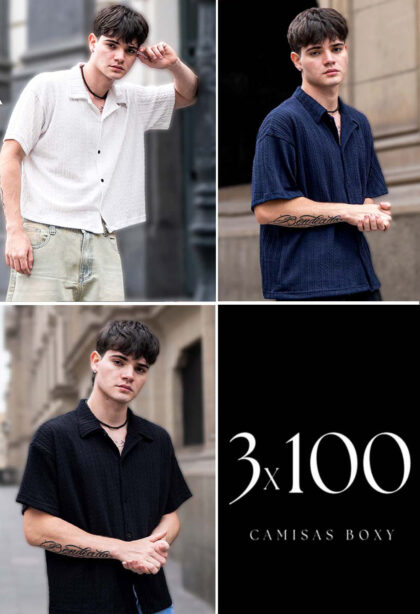 Pack: 3 camisas M Boxy x 100